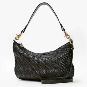 Clare V Black Leather Moyen Messenger Bag